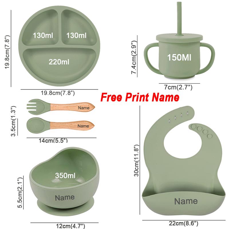 아이들을위한 6Pcs 실리콘 식기 아기 먹이 세트 빨판 - Baby Food Menu 리뷰 및 가격