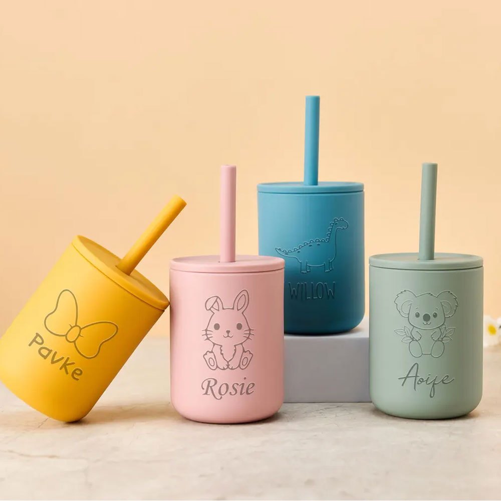 맞춤 이름이 새겨진 실리콘 소재의 어린이용 빨대 컵,  - Baby Food Jars With Lids 리뷰 및 가격